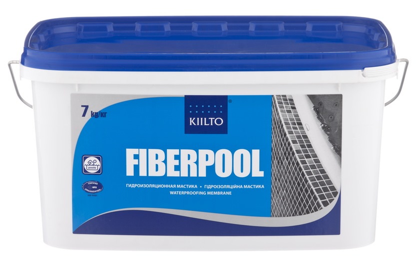 Kiilto FIBERPOOL гидроизоляция во влажные помещения на каучуковой основе (латекс) 1,3 кг.